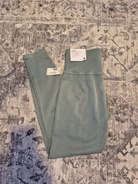 AERO Super Soft High-Rise Ribbed Light Teal Leggings